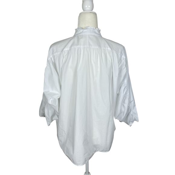 Zara Cotton Poet Blouse Women's Size XS Oversized Ruffle Romantic Boho Whimsy - Picture 7 of 12